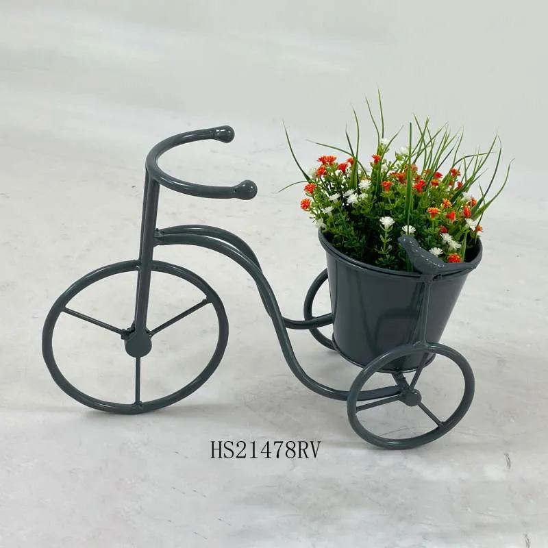 মেটাল সাইকেল প্ল্যান্ট হোল্ডার পাখি সজ্জা সঙ্গে